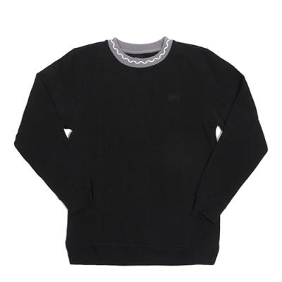 JACQUARD FLEECE CREW-BLACK