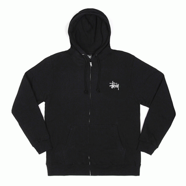 BASIC LOGO ZIP HOOD-BLK(green)