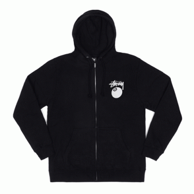 8 BALL ZIP HOOD-BLK