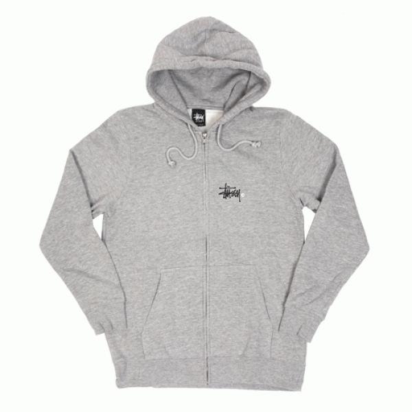 BASIC LOGO ZIP HOOD-GRY(white)