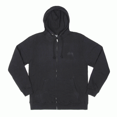 TONAL STOCK ZIP HOOD-BLACK