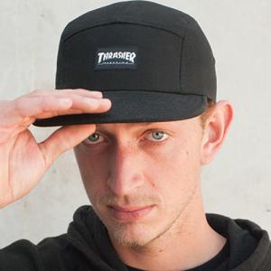 THRASHER 5 PANEL CAP - BLK