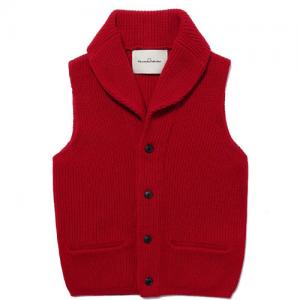 SHAWL COLLAR KNIT VEST [RED]