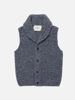 SHAWL COLLAR KNIT VEST [GRAY]