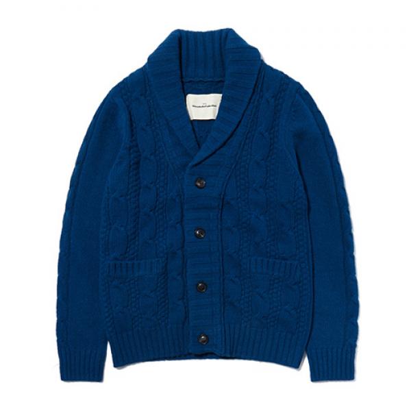 CABLE KNIT CARDIGAN ES [BLUE]