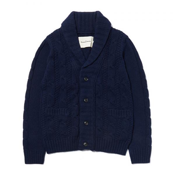CABLE KNIT CARDIGAN ES [NAVY]