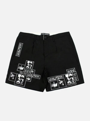 DOODLE PATCHED SHORTS-BLACK