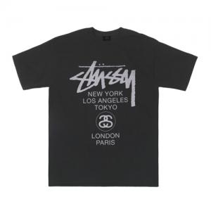 WORLD TOUR PIG. DYED TEE-BLK