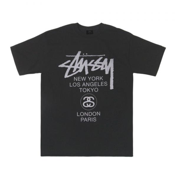 WORLD TOUR PIG. DYED TEE-BLK
