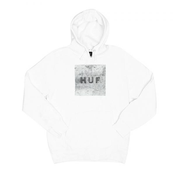 CONCRETE BOX LOGO PULLOVER FLEECE-WHT
