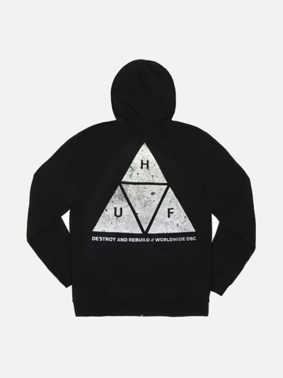 CONCRETE TRIPLE TRIANGLE PULLOVER FLEECE-BLK