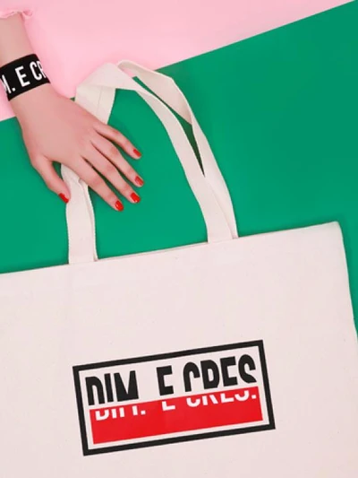 SQUARE LOGO ECO BAG_WHITE