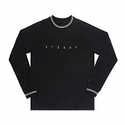 STRIPE COLLAR L/SL CREW-BLACK
