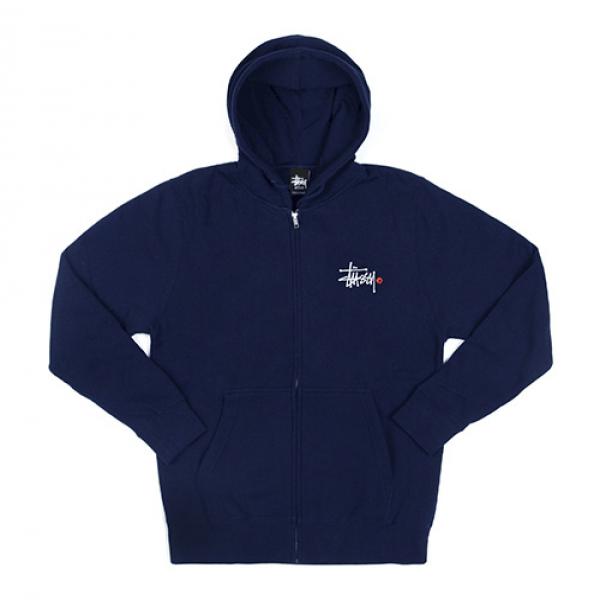 BASIC LOGO ZIP-UP HOOD-NVY (org)