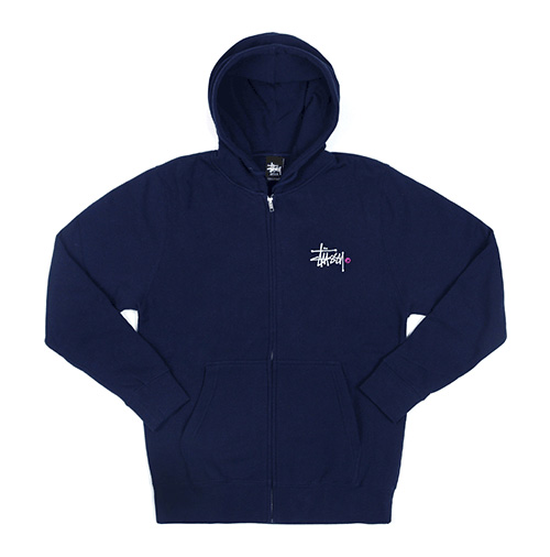 BASIC LOGO ZIP-UP HOOD-NVY (pnk)