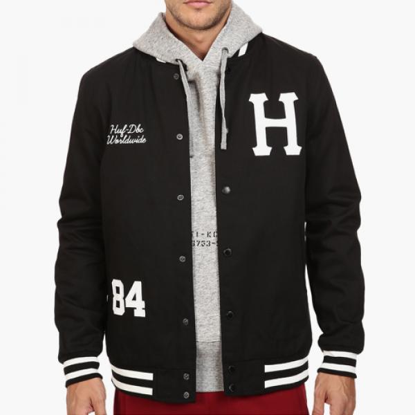 HUF CLASSIC H VARSITY JACKET-BLK(WHT)