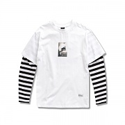 USF LAYERD STRIPE SLEEVE TEE WHITE