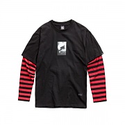 USF LAYERD STRIPE SLEEVE TEE BLACK