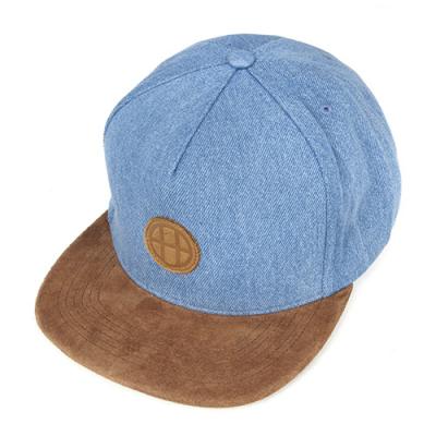 DENIM LEATHER SNAPBACK-BLUE