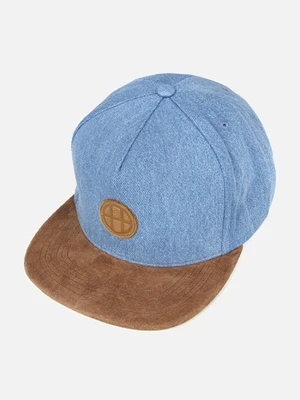 DENIM LEATHER SNAPBACK-BLUE