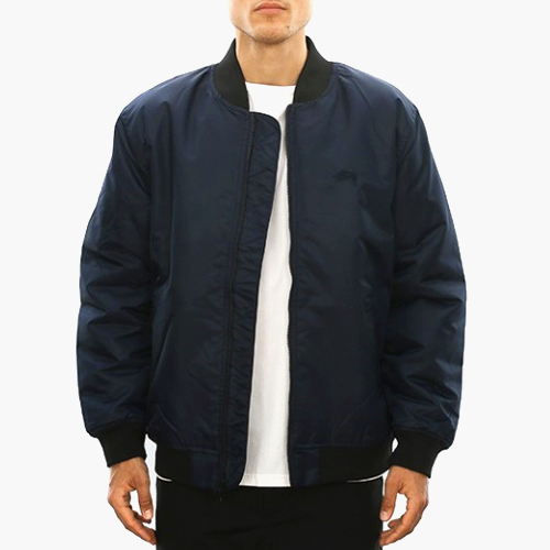 FLIGHT SATIN BOMBER JACKET-NAVY