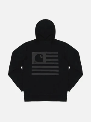 (I019968) HOODED STATE FLAG SWEATSHIRT-BLACK/BLACK