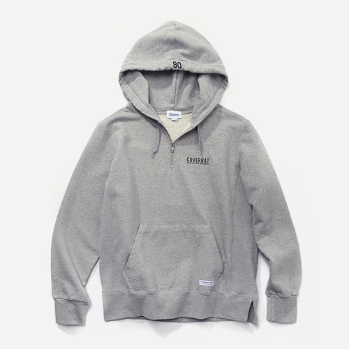 FW HALF ZIP UP HOODIE-GRAY