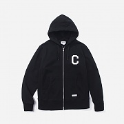 FW C LOGO HOODIE ZIPUP-BLACK