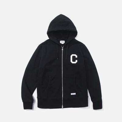 FW C LOGO HOODIE ZIPUP-BLACK