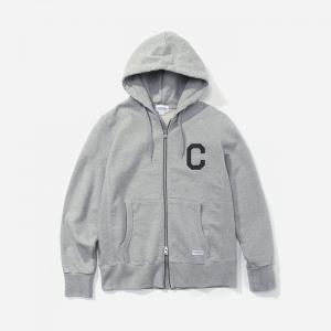FW C LOGO HOODIE ZIPUP-GREY