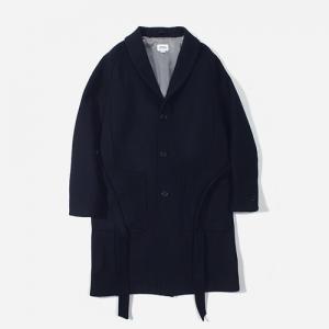 FW 오버사이즈 울 로브 코트-NAVY