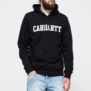 (I015060)HOODED COLLEGE SWEATSHIRT-BLK