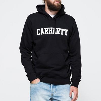(I015060)HOODED COLLEGE SWEATSHIRT-BLK