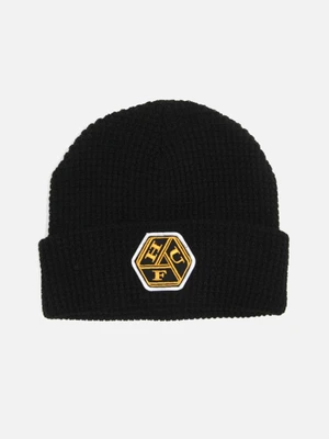 WAFFLE KNIT KNOT BEANIE-BLK