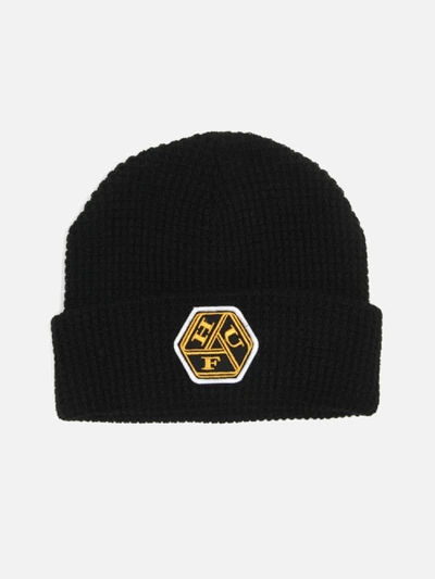 WAFFLE KNIT KNOT BEANIE-BLK