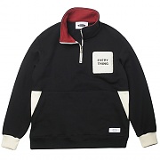 COLOR-BLOCK HALF ZIP SWEAT-SHIRTS-BLACK