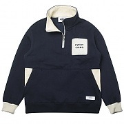 COLOR-BLOCK HALF ZIP SWEAT-SHIRTS-NAVY