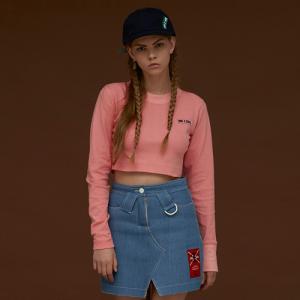 BACK LOGO CROP SLEEVE T_PINK