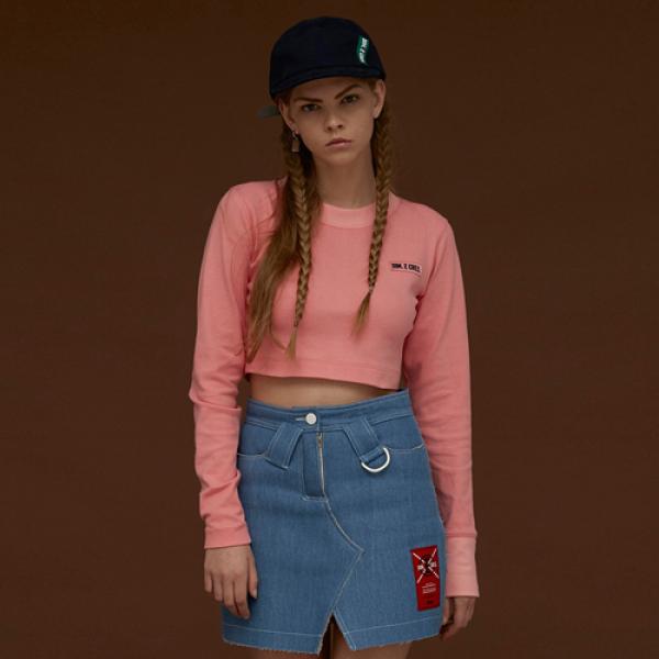 BACK LOGO CROP SLEEVE T_PINK