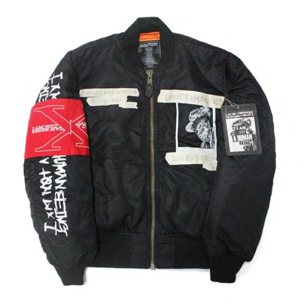 WHATS YOUR NAME MA-1 JACKET - BLACK