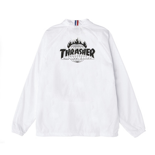 (JK65M03)THRASHER TDS COACH'S JACKET-WHT