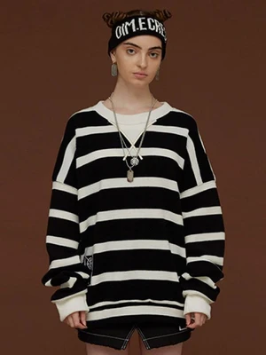 STRIPE KNIT MTM_BLACK