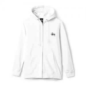 BASIC STUSSY ZIP HOOD-WHITE