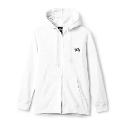 BASIC STUSSY ZIP HOOD-WHITE