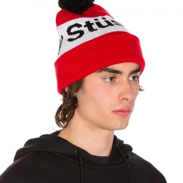 HELVETICA POM BEANIE-REDD