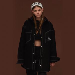 FUR LINING DENIM JACKET_BLACK
