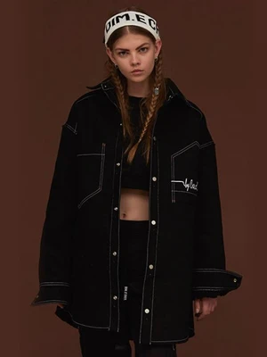 FUR LINING DENIM JACKET_BLACK