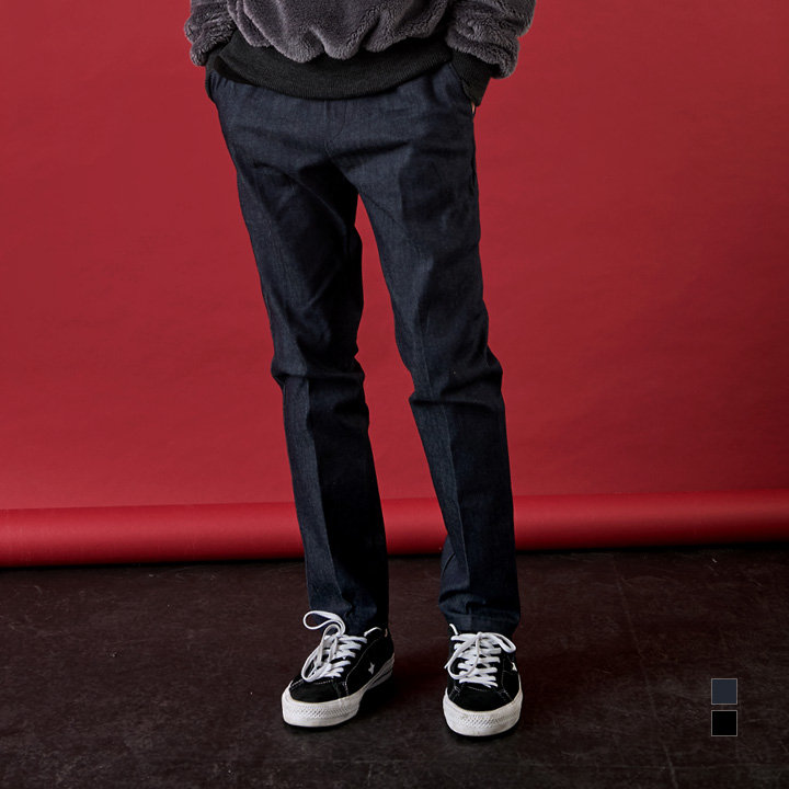 [] Denim Two Pocket Banding Pants