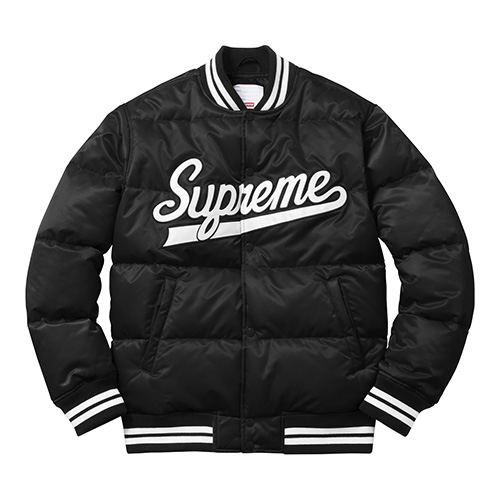 Script Varsity Puffy Jacket - Black