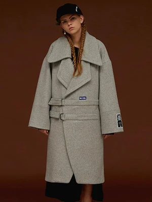TWO BUCKLE OVERSIZE COAT_GREY